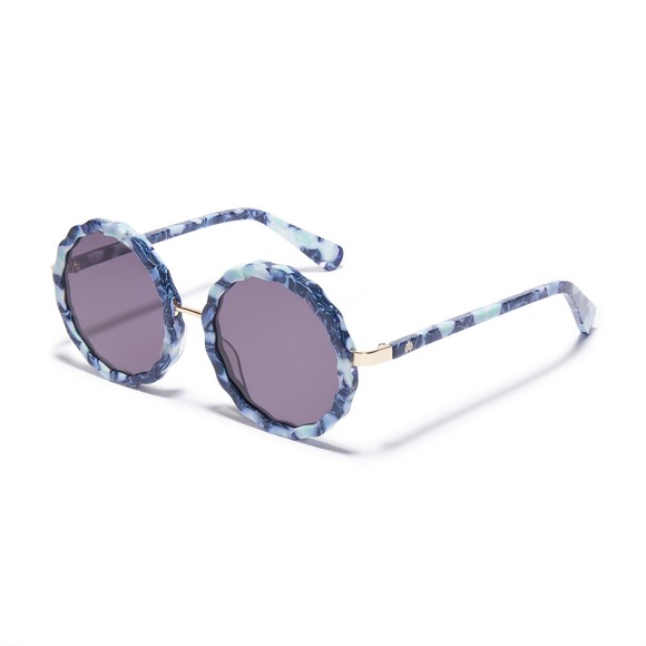 Lele Sadoughi Accessories - Lele Sadoughi Blue Tortoiseshell Round Sunglasses